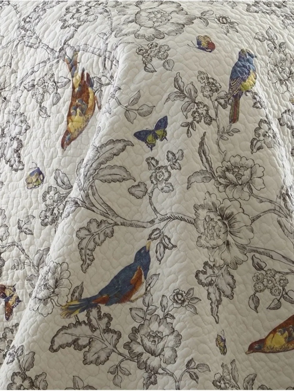 Mockingbird Toile Quilt and Pillow Sham Set - Levtex Home 88x92 in Full/Queen